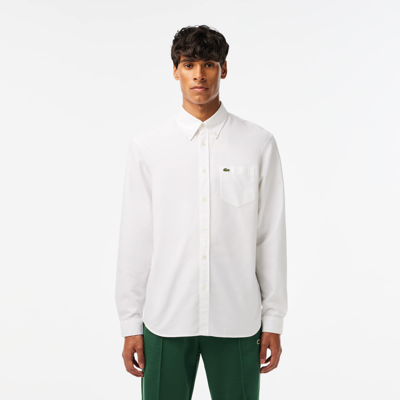 Shop Lacoste Men's Regular Fit Cotton Oxford Shirt - 15¾ - 40 In White