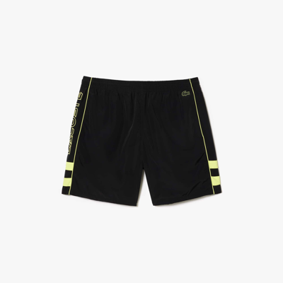 Shop Lacoste Men's Relaxed Fit Embroidered Shorts - L - 5 In Black