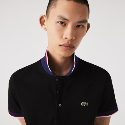Shop Lacoste Men's Regular Fit Contrast Collar Polo - L - 5 In Black