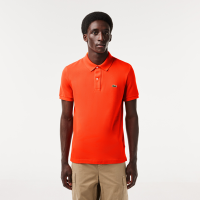 Shop Lacoste Men's Slim Fit Petit Piquã© Cotton Polo - S - 3 In Orange