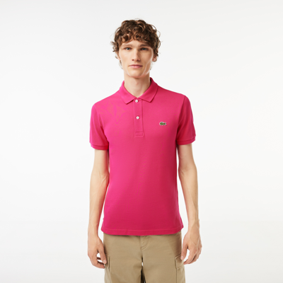Shop Lacoste Men's Slim Fit Petit Piquã© Cotton Polo - L - 5 In Pink
