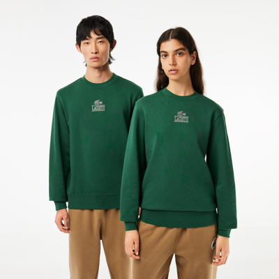 Shop Lacoste Unisex Signature Print Sweatshirt - Xxs In Green