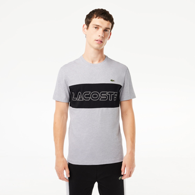 Shop Lacoste Men's Regular Fit Colorblock Logo T-shirt - M - 4 In Grey