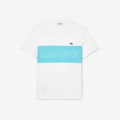 Shop Lacoste Regular Fit Colorblock Print T-shirt - 4xl - 9 In White