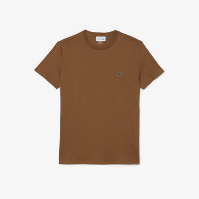 Shop Lacoste Monochrome Cotton Pima Jersey Crew Neck T-shirt - 4xl - 9 In Brown
