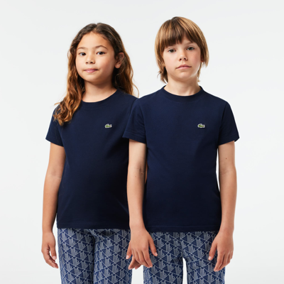 Shop Lacoste Kids' Plain Cotton Jersey T-shirt - 3 Years In Blue