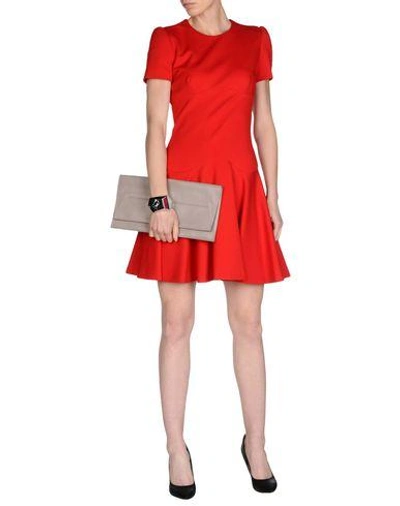 Alexander Mcqueen Leaf Crepe Cap-sleeve Dress In Red | ModeSens