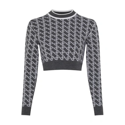 Shop Patou Cropped Jumper In Jacquard_anthracite