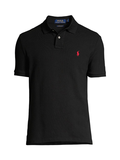 Shop Polo Ralph Lauren Men's Custom Slim-fit Cotton Mesh Polo In Black