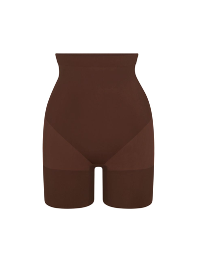 Shop Skims Women's Everyday Sculpt High-waist Mid-thigh Shorts In Cocoa