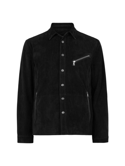 Shop John Varvatos Men's Snap Suede Shirt Jacket In Black