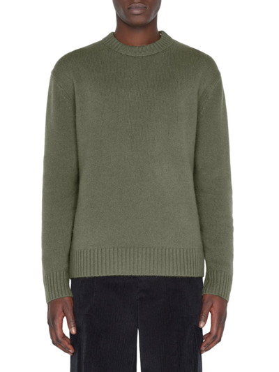 Shop Frame Men's Cashmere Crewneck Sweater In Khaki Green