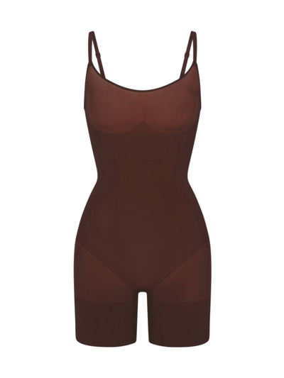 Shop Skims Women's Everyday Sculpt Mid-thigh Bodysuit In Cocoa