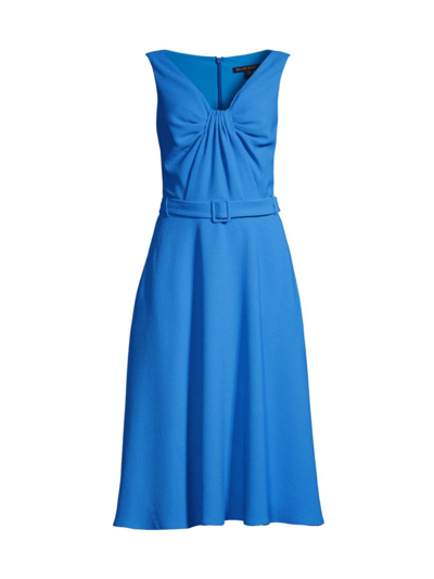 Shop Black Halo Women's Vieata Belted V-neck Midi-dress In French Blue