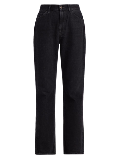 Shop Acne Studios Women's 1977 High-rise Straight-leg Jeans In Black