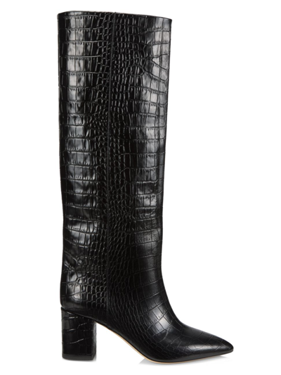 Shop Paris Texas Women's Anja 70mm Crocodile-embossed Leather Boots In Carbone