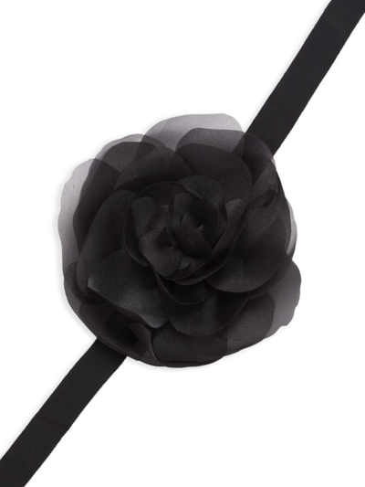 Shop Cynthia Rowley Women's Organza Floral Multi-purpose Band In Black