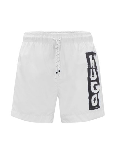 Shop Hugo Men's Quick-drying Swim Shorts With Marker Logo In Natural