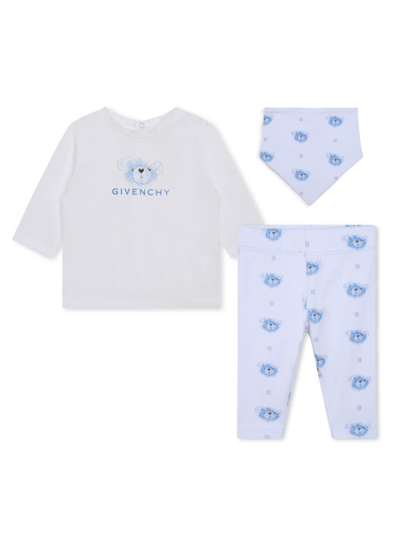 Shop Givenchy Baby Boy's Cotton 3-piece T-shirt, Pants & Bandana Set In Pale Blue