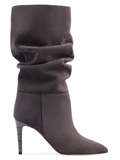 Shop Paris Texas Women's Slouchy Suede Stiletto Boots In Smoke