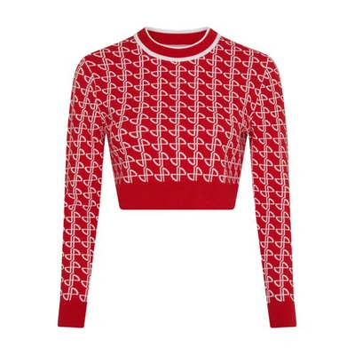 Shop Patou Cropped Jumper In Jacquard_red