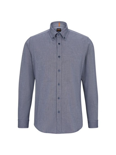 Shop Hugo Boss Men's Regular-fit Shirt In Oxford Cotton In Blue