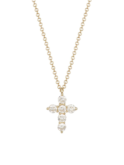 Shop Saks Fifth Avenue Women's 14k Yellow Gold & 0.5 Tcw Diamond Cross Necklace