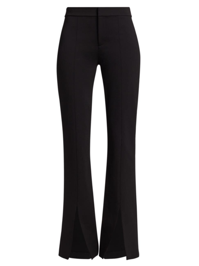 Shop Alice And Olivia Women's Walker Vegan Leather Split-hem Pants In Black
