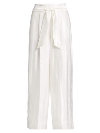 Shop Elie Tahari Women's Catherine Wide-leg Belted Pants In Sky White