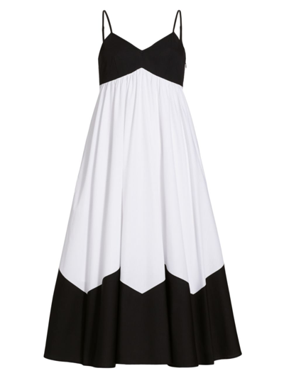 Shop Elie Tahari Women's Grace Cotton Colorblocked Maxi Dress In Noir Sky White