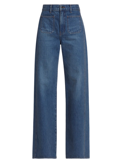 Shop Veronica Beard Women's Taylor High-rise Wide-leg Jeans In Thriller