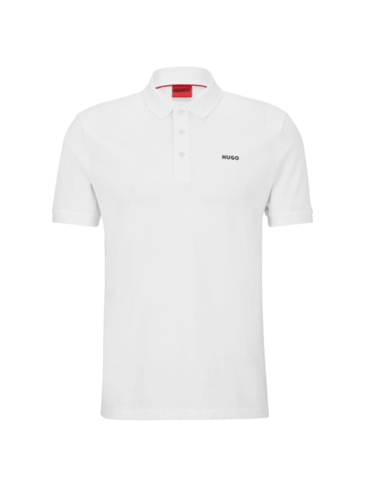Shop Hugo Men's Cotton-piqué Polo Shirt With Logo Print In White