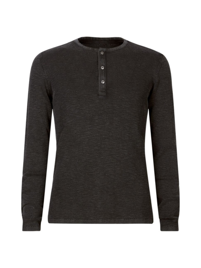 Shop John Varvatos Men's Memphis Henley Shirt In Black