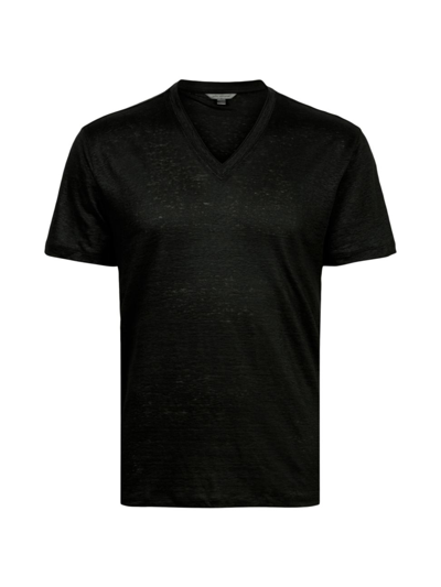 Shop John Varvatos Men's Linen V-neck T-shirt In Black