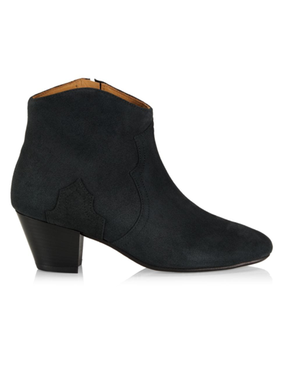 Shop Isabel Marant Women's Dicker 55mm Suede Ankle Boots In Faded Black
