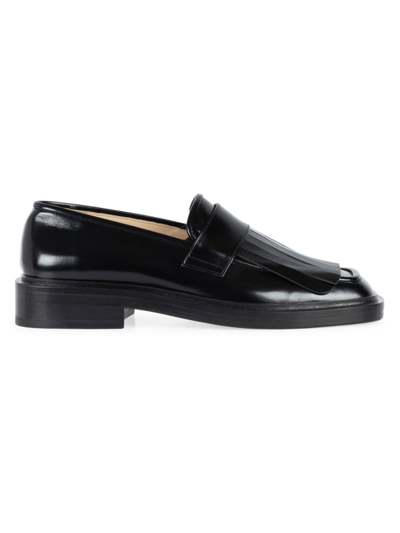 Shop Wandler Women's Lucy Leather Loafers In Black