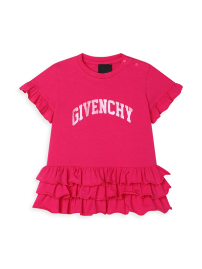 Shop Givenchy Baby Girl's & Little Girl's Logo Flounce Dress In Pink
