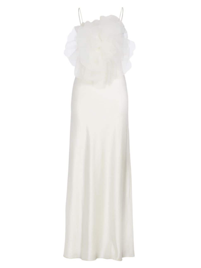Shop Mach & Mach Women's Lotus Blossom Silk Gown In White