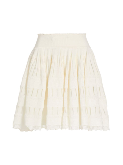 Shop Alaïa Women's Pleated Lace & Crinoline Miniskirt In Natural
