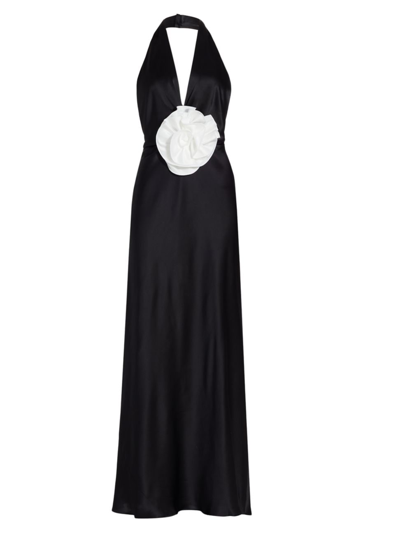 Shop The Bar Women's Grayson Rosette Halter Gown In Noir