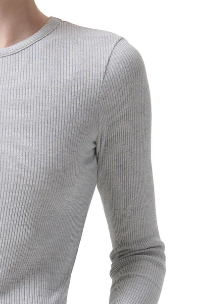 Shop Agolde Alma Shrunken Long Sleeve Top In Brushed Grey Heather