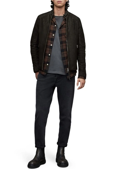 Shop Allsaints Cora Leather Jacket In Anthracite Grey