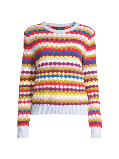 Shop Weekend Max Mara Women's Albero Scallop Stripe Sweater In Neutral