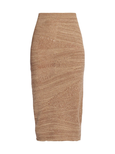 Shop Acne Studios Women's Kovett Wool-blend Knit Midi-skirt In Camel Brown Tobacco