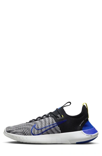 Shop Nike Free Run Flyknit Next Nature Running Shoe In Black/ Racer Blue/ Platinum