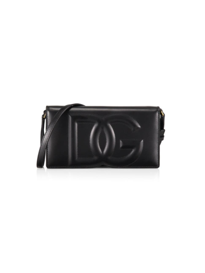 Shop Dolce & Gabbana Women's Mini Dg Leather Flap Bag In Nero