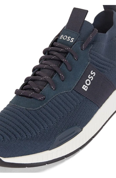 Shop Hugo Boss Boss Titanium Sneaker In Dark Blue