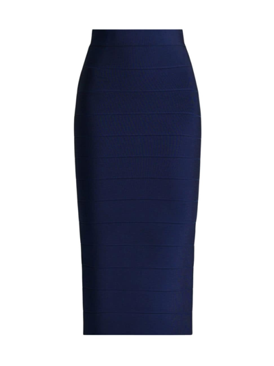 Shop Herve Leger Women's Bandage Pencil Midi-skirt In Classic Blue