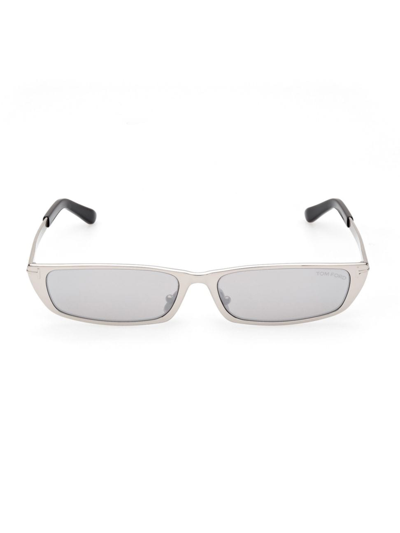 Shop Tom Ford Women's Everett 59mm Rectangular Sunglasses In Silver Smoke