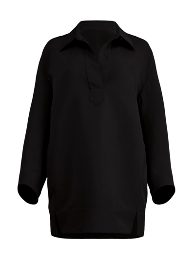 Shop Khaite Women's Kal Long-sleeve Shirtdress In Black